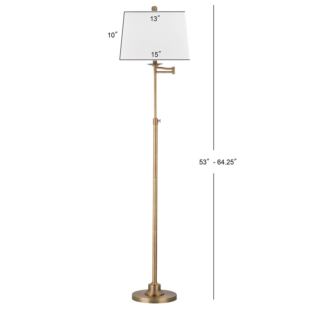 Lighting Collection Nadia Traditional Farmhouse Swivel Swing Arm Gold 64-inch Adjustable Height Living Room Bedroom Home Office Standing Floor Lamp (LED Bulb Included)