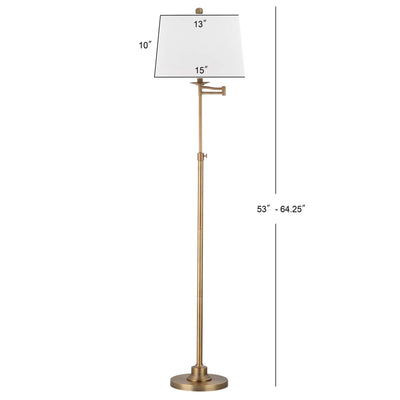 Lighting Collection Nadia Traditional Farmhouse Swivel Swing Arm Gold 64-inch Adjustable Height Living Room Bedroom Home Office Standing Floor Lamp (LED Bulb Included)