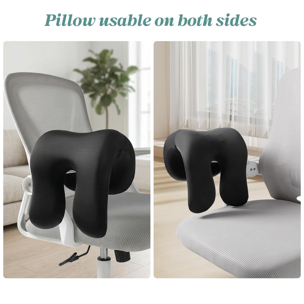 Office Chair Neck Pillow, Memory Foam Ergonomic Nap Pillow Office Chair Headrest Accessory, Neck Support Pillow Ideal for Office and Gaming, Black