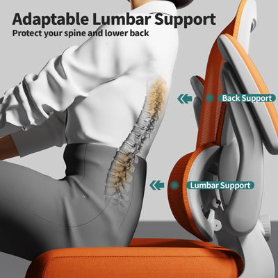 Office Chair - Ergonomic Desk Chair with Adjustable Lumbar Support, Mesh Computer Chair, Executive Chairs for Home Office Comfortable Lumbar Support (Orange)