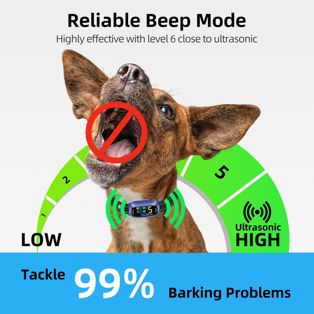 Dog Bark Collar for Large Medium Small Dogs, Rechargeable Smart Bark Collar, Anti Barking Training Collar with 5 Adjustable Sensitivity Beep Vibration (Purple)