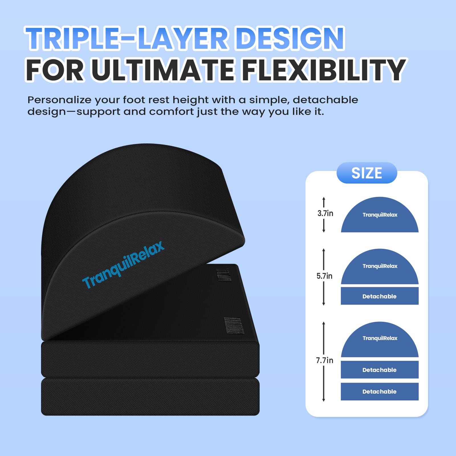 Foot Rest for Under Desk at Work, Gaming Accessories Foot Stool with 3 Adjustable Heights & Washable Cover, Comfortable Office Desk Accessories, Footrest for Office, Home and Car (Black)