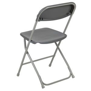 Hercules Series Plastic Folding Chair - Grey - 650LB Weight Capacity Comfortable Event Chair - Lightweight Folding Chair