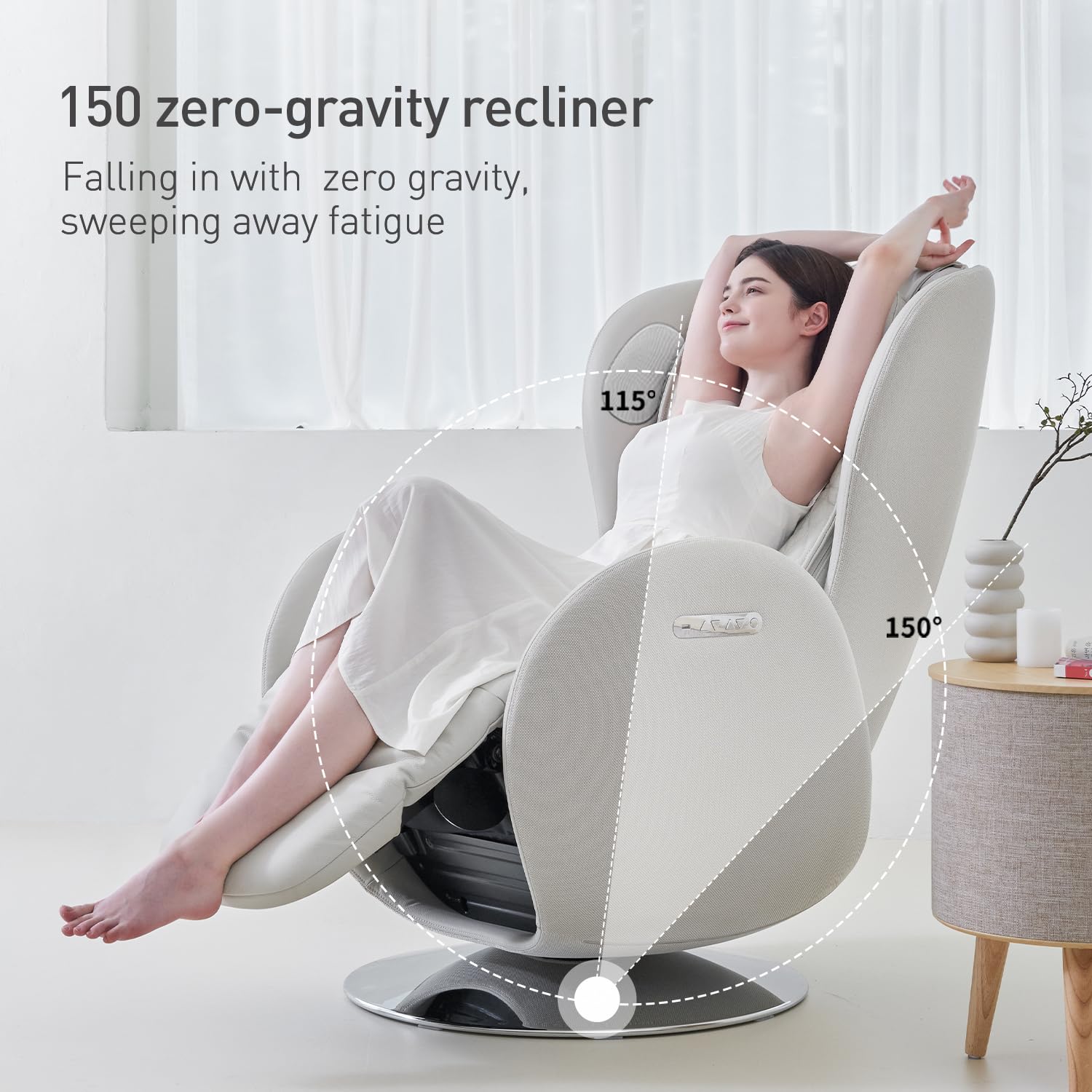 Heated Massage Chair, Full Body Massaging Zero-Gravity Leisure Recliner with Low-Noise 3D Massage and Dual Sound Systems Modern Massage Chairs (Elder White)