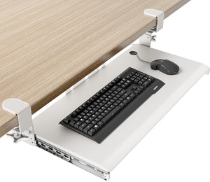 Keyboard Tray Under Desk Pull Out with Extra Sturdy C Clamp Mount System, 27.3 (32.5 inch Including Clamps) x 11 Inch Slide-Out
