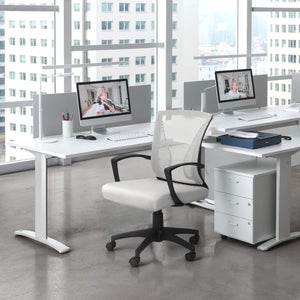 Office Chair Ergonomic Computer Desk Mesh Chair Mid Back Swivel Lumbar Support with Armrest (1, White)