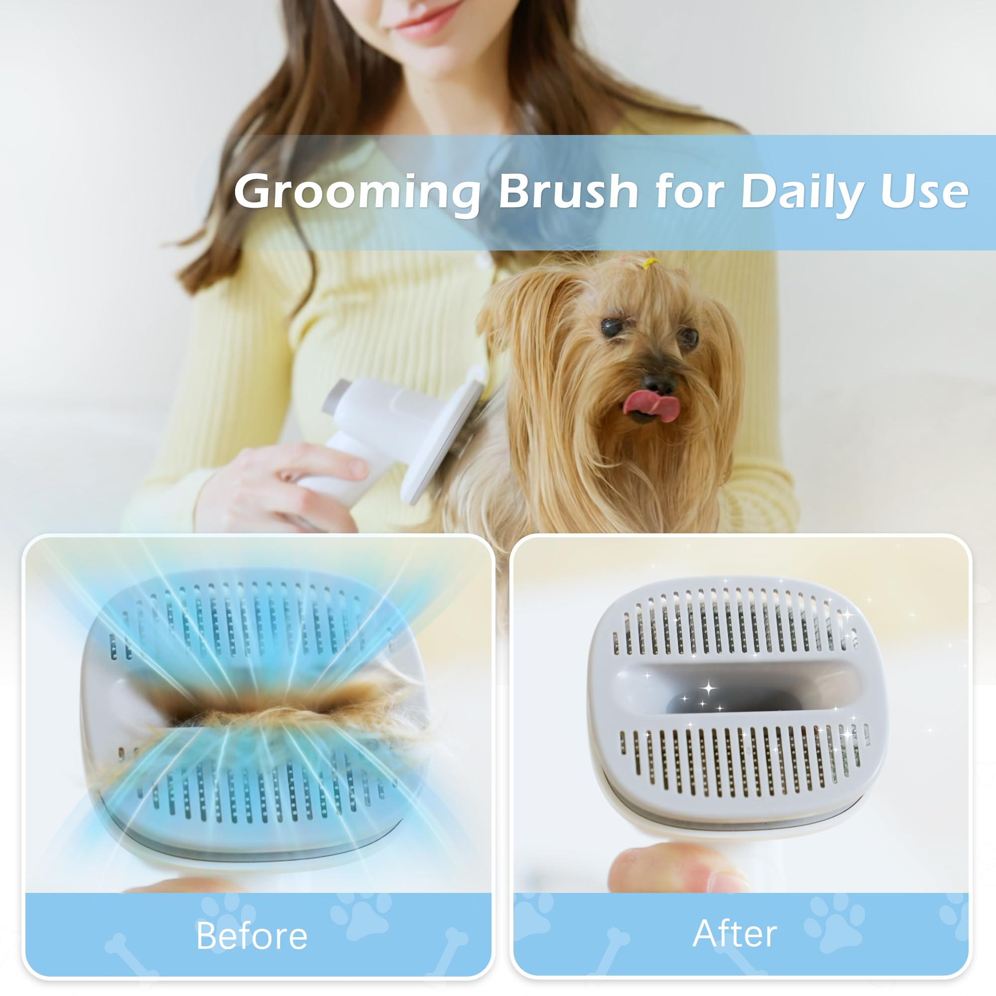 Dog Grooming Vacuum, Pet Grooming Vacuum Kit 2.3L Suction 99% Pet Hair with 5 Tools for Dog Cat for Shedding Grooming, Low Noise (Blue & White)