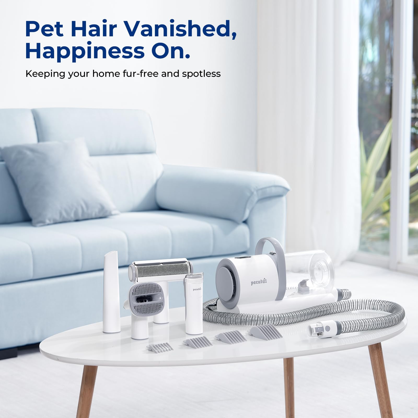 Dog Grooming Vacuum, 4-in-1 Pet Grooming Kit with Clipper, Brush, 12000Pa Dog Vacuum for Shedding with 1.5L Dust Cup, Storage Pocket, Low Noise Pet Vacuum for Dog & Cat, Home Grooming
