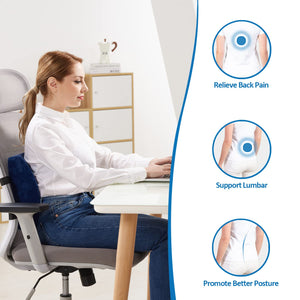 Office Chair Lumbar Pillow, Memory Foam Back Support Pillows for Car、Gaming Chair、 Home Chair, Fatigue Relief Correct Posture, Double Adjustable Straps(Navy Blue)