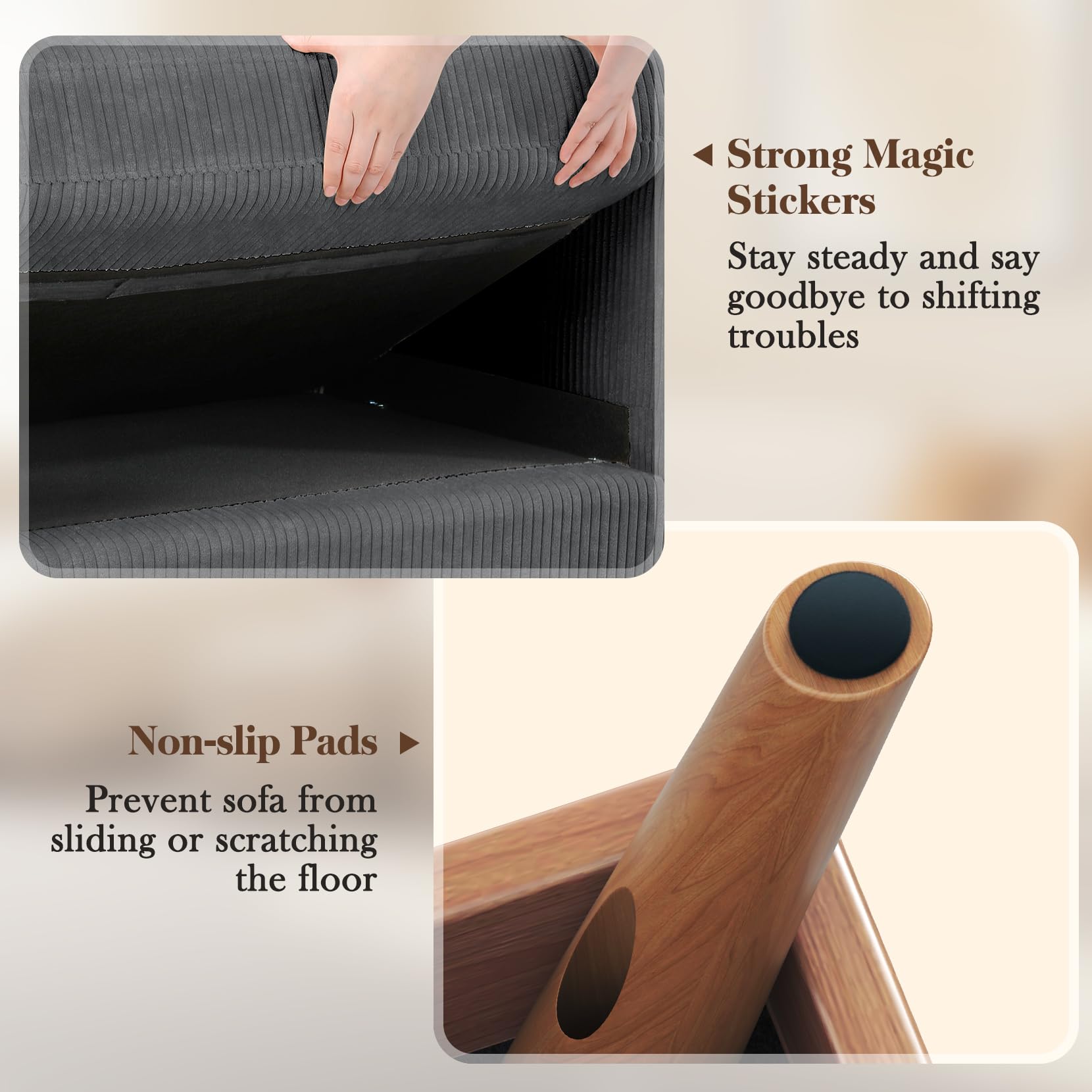 38.5" Accent Chair Dark Gray, Comfy Corduroy Single Sofa Seat with Spring Cushion, Upholstered Armchair with Deep Seat, Reading Chair for Adults, Modern Sofa for Living Room, Bedroom