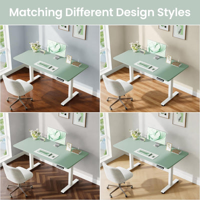 55 Inch Large Electric Standing Desk, 4 Memory Heights Adjustable,Sit to Stand Up, Work Home Office Computer Table for Study, Walking Pad, Writing, and Games, Wooden Desktop Desks, Green