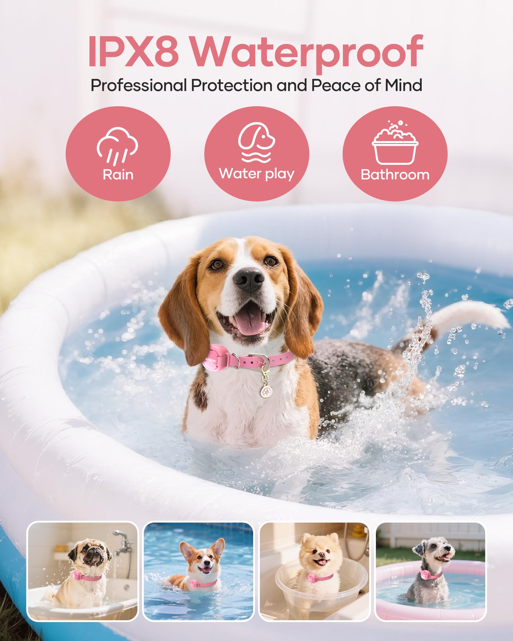 Dog Training Collar - 4200FT Remote Dog Collar with 3 Training Modes for Small Dogs with Pet ID Tag & Security Lock, IPX8-Waterproof Rechargeable E-Collar for Mini Small Medium Dogs (Pro Pink)
