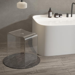 Acrylic Anti-Skip Shower Bench, Clear Shower Stool for Inside Shower, Modern Shower Chair with Curved Seat & Water Leaking Hole 300LBS Weight Capacity