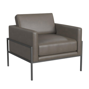 Modern Metal Frame Accent Chair| Home Décor|Accent Chairs for Living Room & Bedroom - Pewter Gray Faux Leather