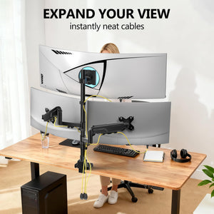 Triple Monitor Mount - Extra Tall 3 Monitor Desk Mount for 13-49 Inch Ultrawide Screens, Up to 44 lbs, Fully Adjustable Heavy Duty Monitor Arm, VESA 75/100 mm (GSDM003-P), Black