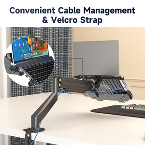 Laptop Desk Mount, Fully Adjustable Monitor and Laptop Mount Stand for 11-17 Inch Notebook and 17-32 inch Monitor Screen,Holds 22lbs with Vented Tray