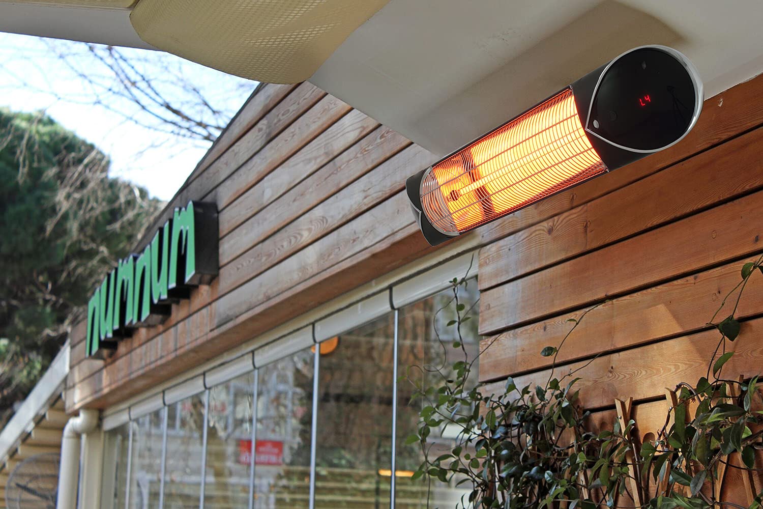 Infrared Electric Patio Heater - Indoor/Outdoor Heater - Portable Wall/Garage Heater - 1500W - use with Stand - Mount to Ceiling/Wall)