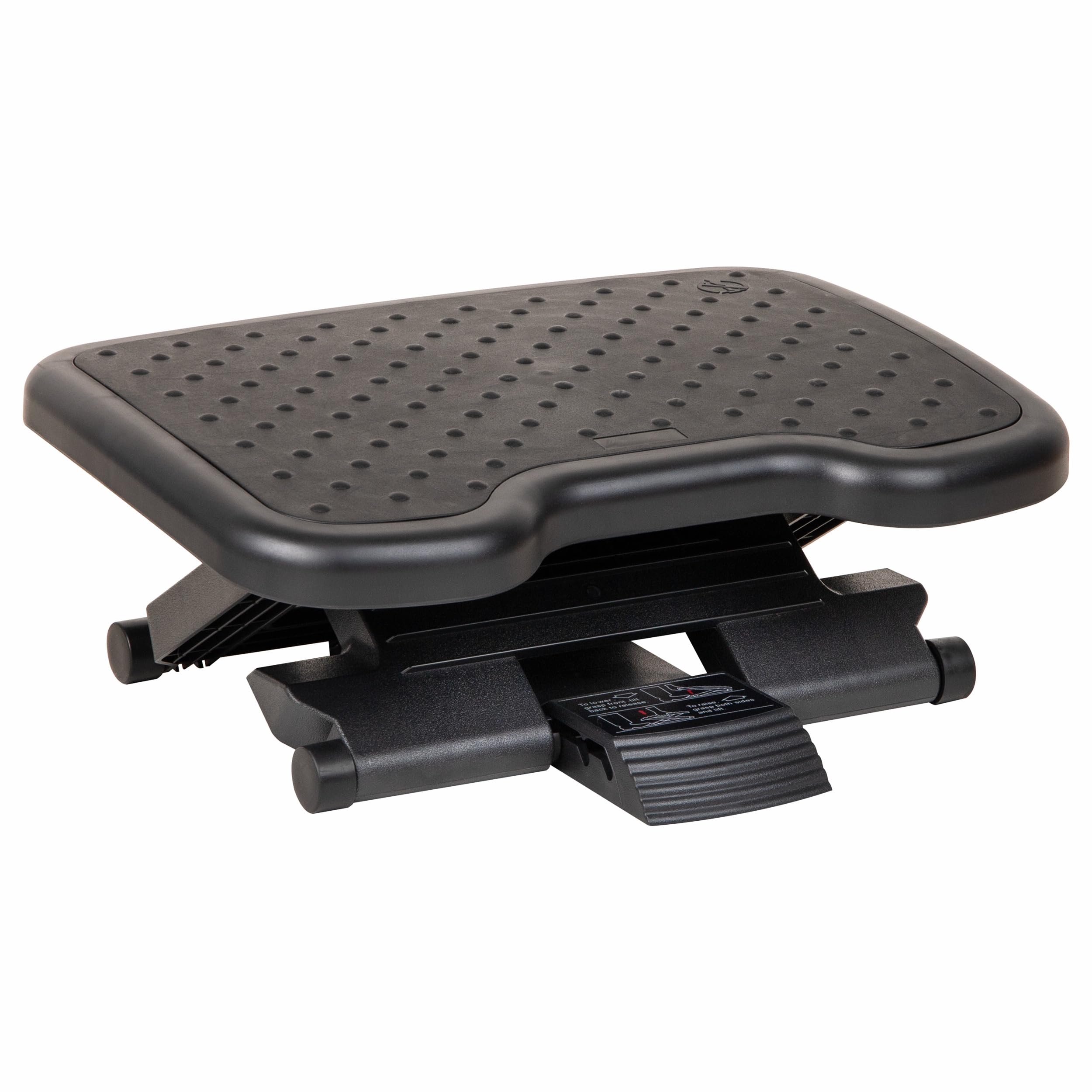 Adjustable Foot Rest with Elastomer Pad for Comfort and Support, Ergonomic Foot Platform, Height Adjustable, Black