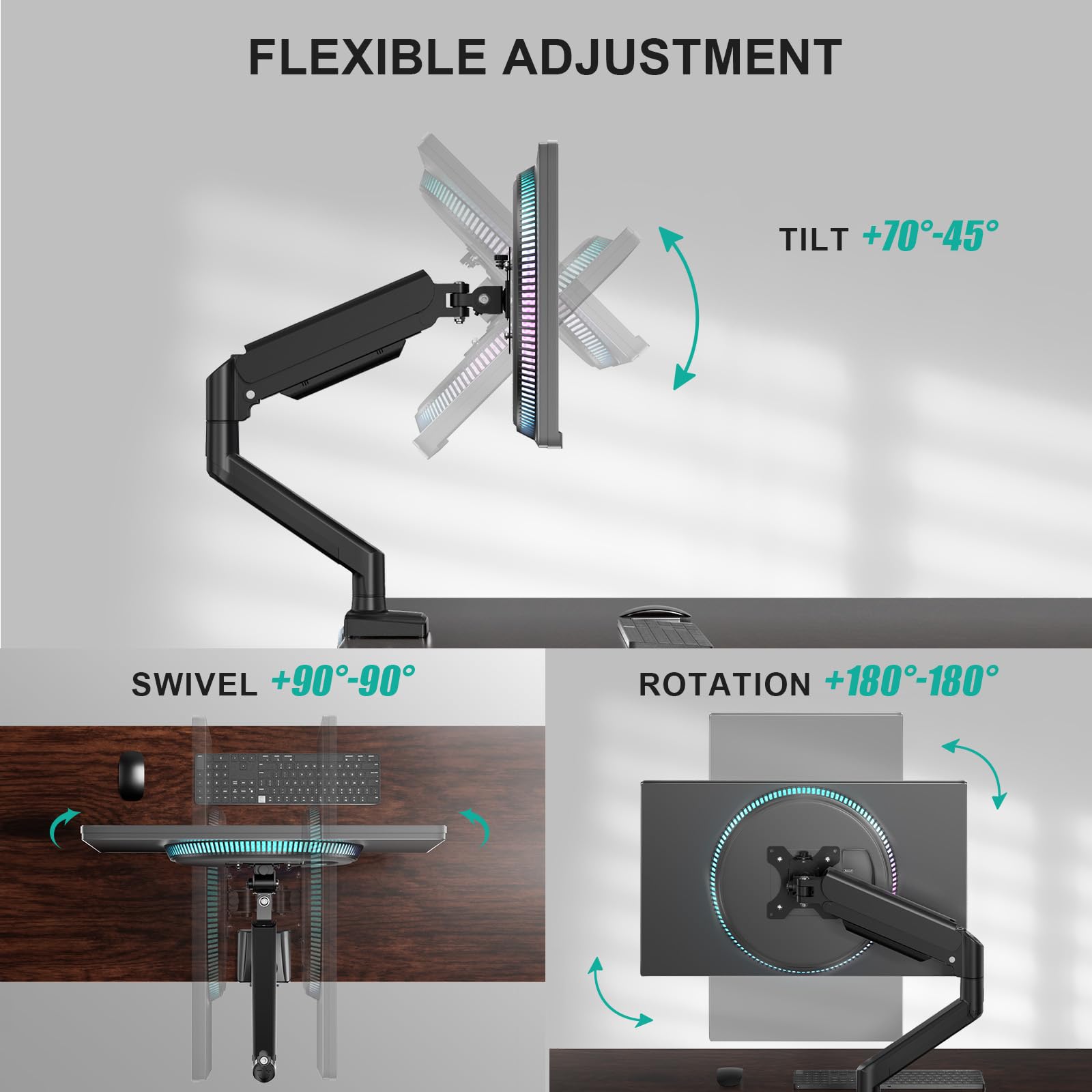 Single Monitor Mount for 13-34 inch Screens, Adjustable Single Monitors Arm, Regular Screen up to 32 inch, 26.4lbs, Computer Monitor Stand for Desk, VESA 75/100mm (GSMP001N), Black