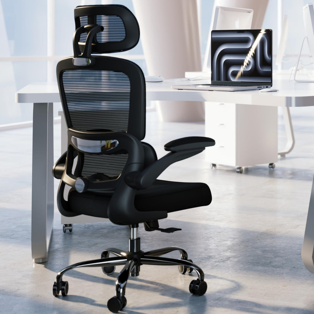 ( Black Pack of 3) Office Chair Ergonomic Desk Chair, 330 LBS Home Mesh Office Desk Chairs with Wheels, Comfortable Gaming Chairs