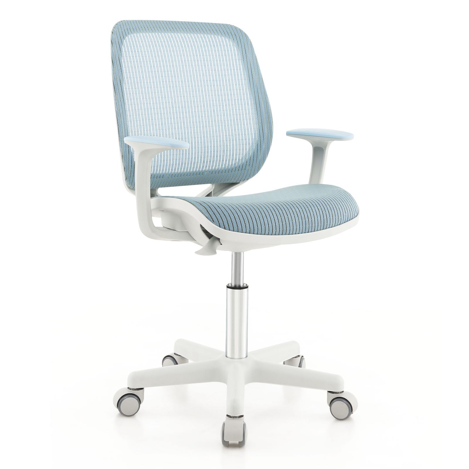 Kids Desk Chair, Height Adjustable Children Study Computer Chair with Armrests, Sit-Brake Casters, Swivel Mesh Task Chair for Boys Girls Teens Students, Kids Chair for Home, Office, School
