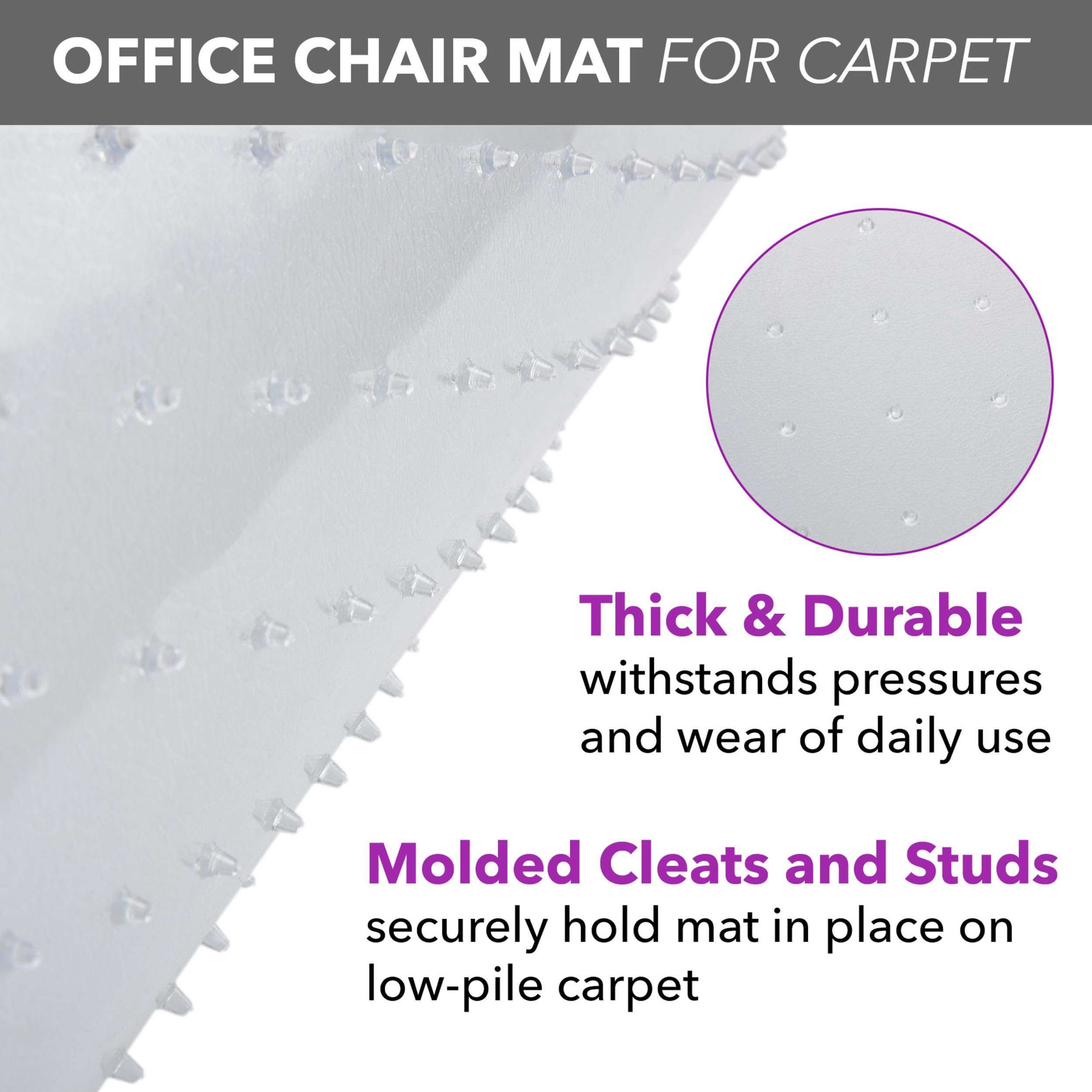 Office Chair Mat for Carpet, Clear Desk Mat with Extended Lip for Rolling Computer Chairs, Heavy Duty Vinyl Floor Protector for Low Pile Carpet, 36 x 48 in, Clear