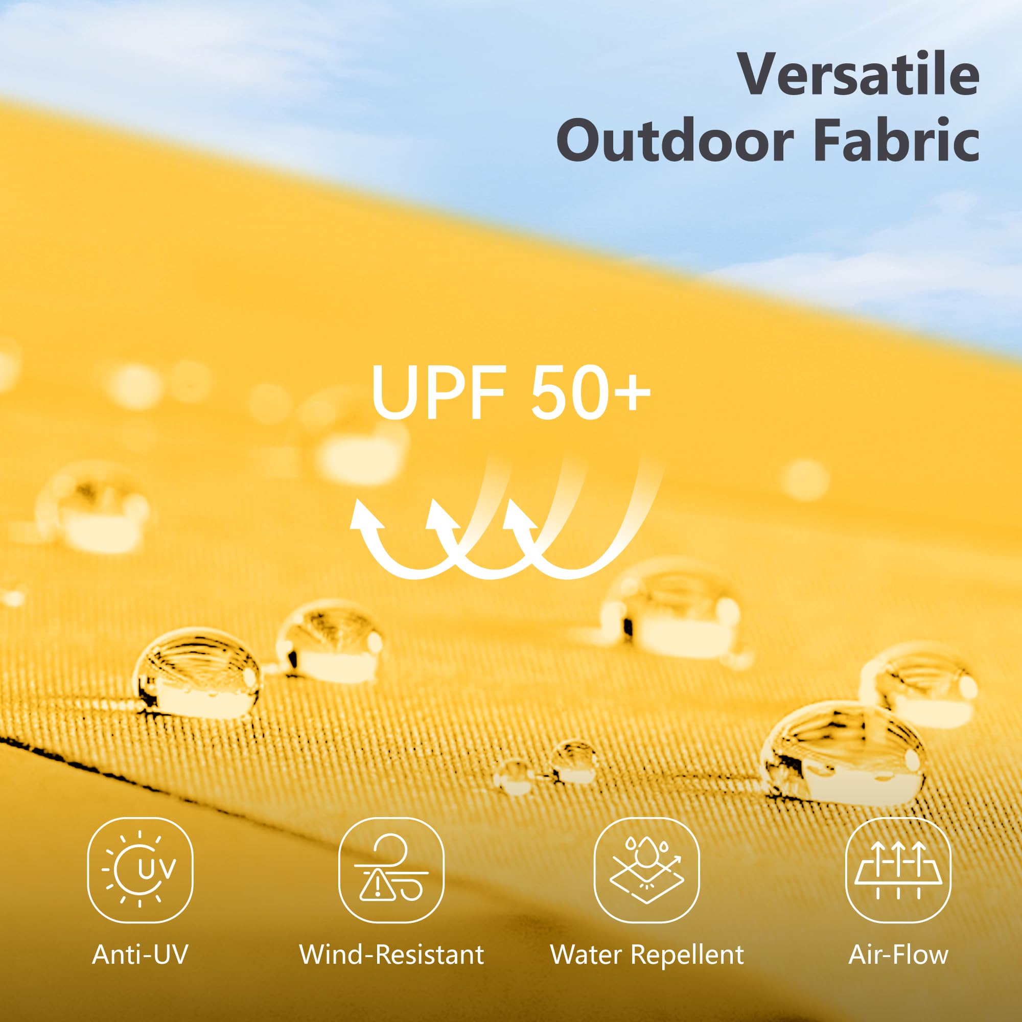15ft Double Sided Patio Umbrella with Solar Lights, Outdoor Large Umbrellas with Crank Handle and 36 LED Lights, Rectangular Market Umbrella with Base Included for Deck Pool, Gold Yellow