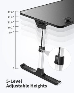 Height & Angle Adjustable Laptop Stand for Bed, Lap Desk Bed Tray Table, Light Weight Foldable Portable Laptop Table for Couch Sofa Chair Floor Desk for Adults, Kids (Black)