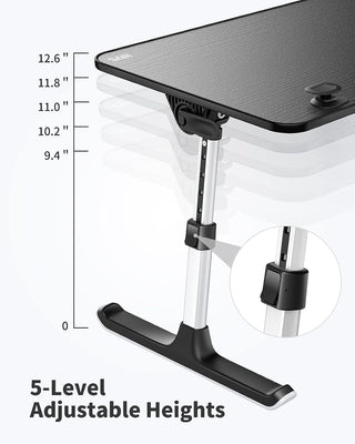 Height & Angle Adjustable Laptop Stand for Bed, Lap Desk Bed Tray Table, Light Weight Foldable Portable Laptop Table for Couch Sofa Chair Floor Desk for Adults, Kids (Black)