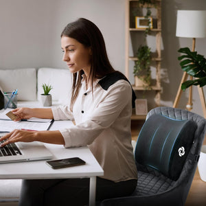 Lumbar Support Pillow for Office Chair and Car Seat, Perfectly Balanced Memory Foam, Versatile Use Lower Back Cushion, Black Plush