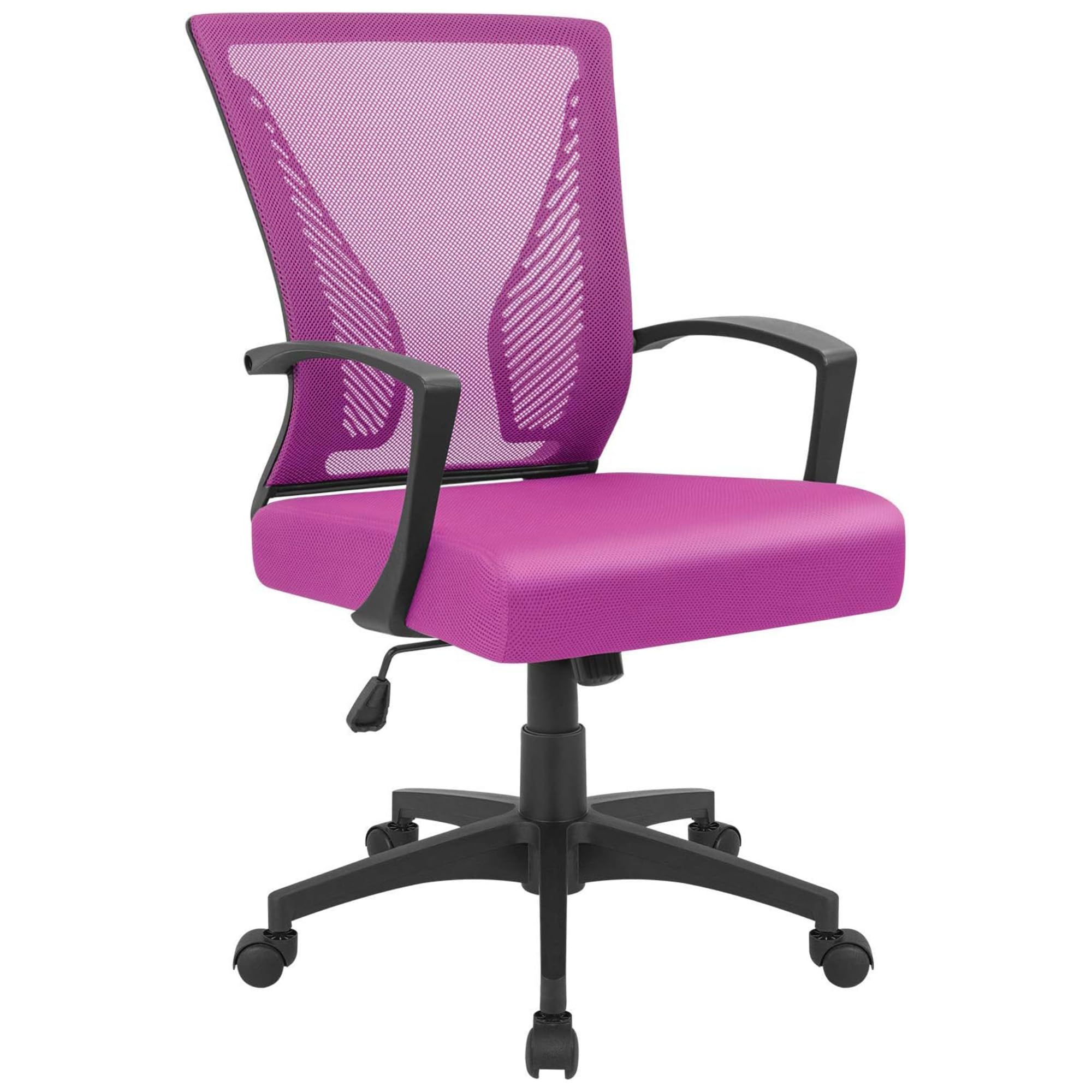 Office Chair Ergonomic Computer Desk Mesh Chair Mid Back Swivel Lumbar Support with Armrest (1, Pink)