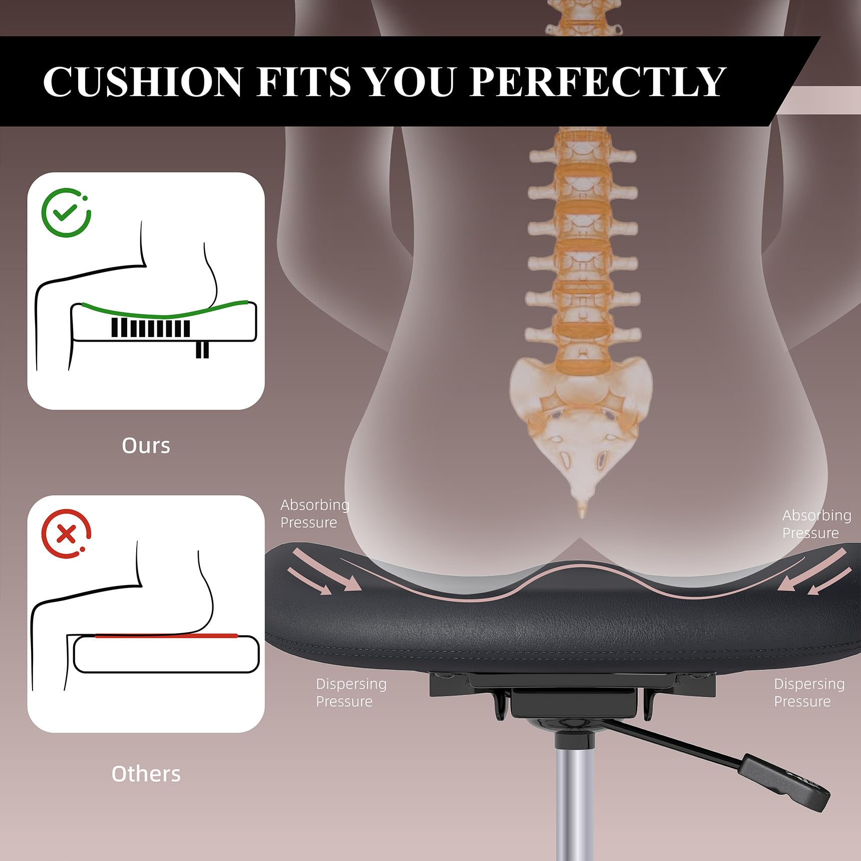 (Black, 2 Pack) Drafting Chair with Back Support, Tall/High Desk Rolling Stool, Faux Leather Office Chair with Height Adjustable for Standing Desk, Home Office, Bar, Workbench & Kitchen