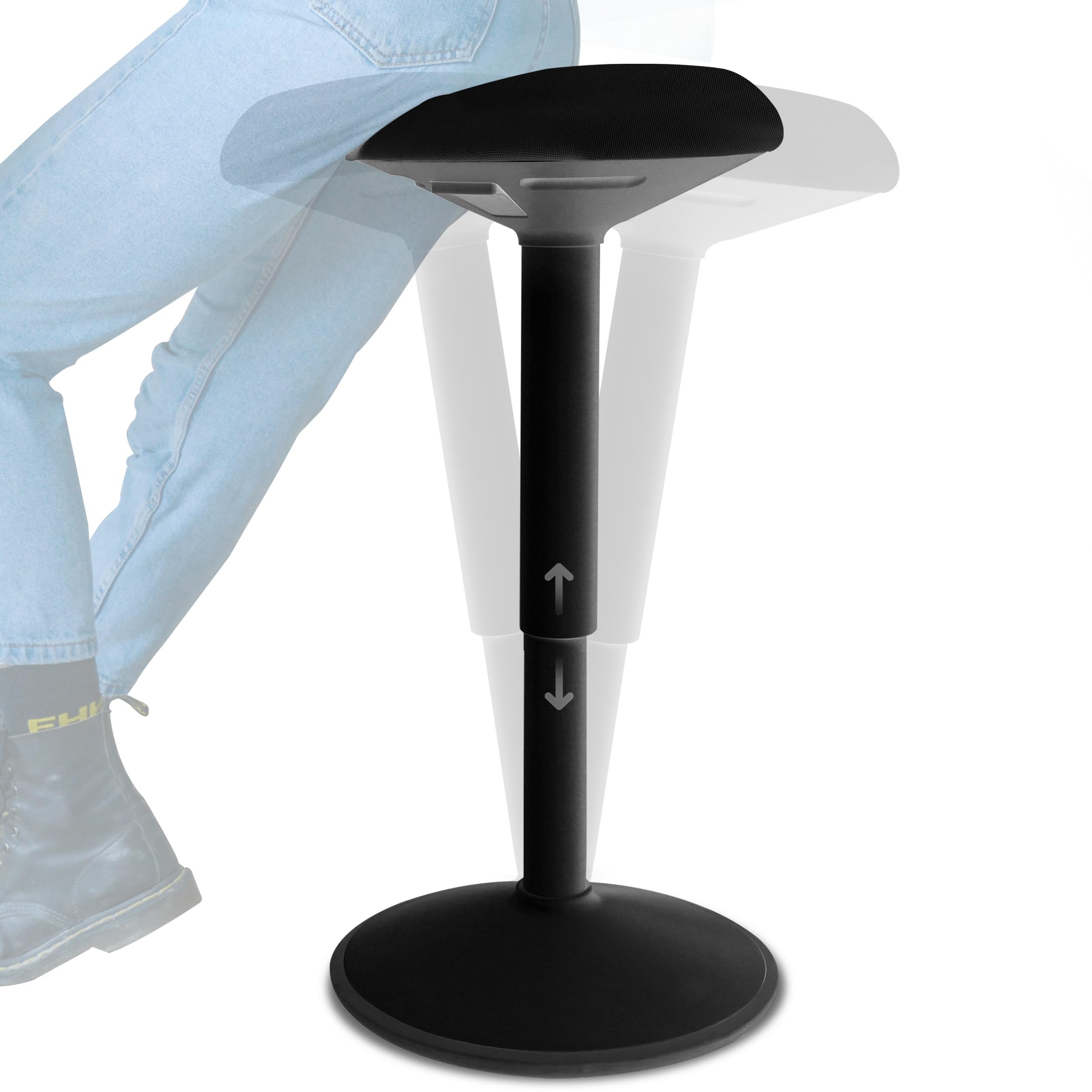 Standing Desk Stool Chair, Height Adjustable Stool 21-31 inch for Office and Classroom, Swivel Stool, Anti-Slip Bottom Ergonomic Wobble Stool with Rocking Motion, Black