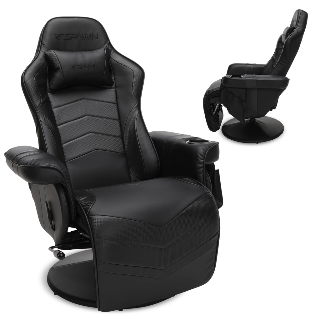 900 Console Gaming Recliner with Footrest and Lumbar Support - Comfortable Ergonomic Gaming Chair with Headrest, No Wheels, Reclining, Heavy Duty, Racing Style Video Game Chairs - Black