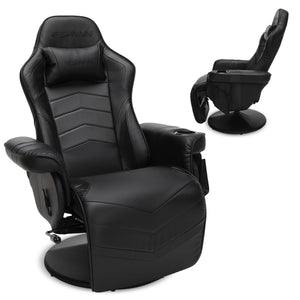900 Console Gaming Recliner with Footrest and Lumbar Support - Comfortable Ergonomic Gaming Chair with Headrest, No Wheels, Reclining, Heavy Duty, Racing Style Video Game Chairs - Black