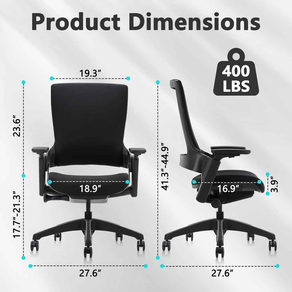 Swivel Executive Computer Chair with 3D Armrest and Lumbar Support, Adjustable Ergonomic Fabric Backrest Task Chair for Home Office Conference Room
