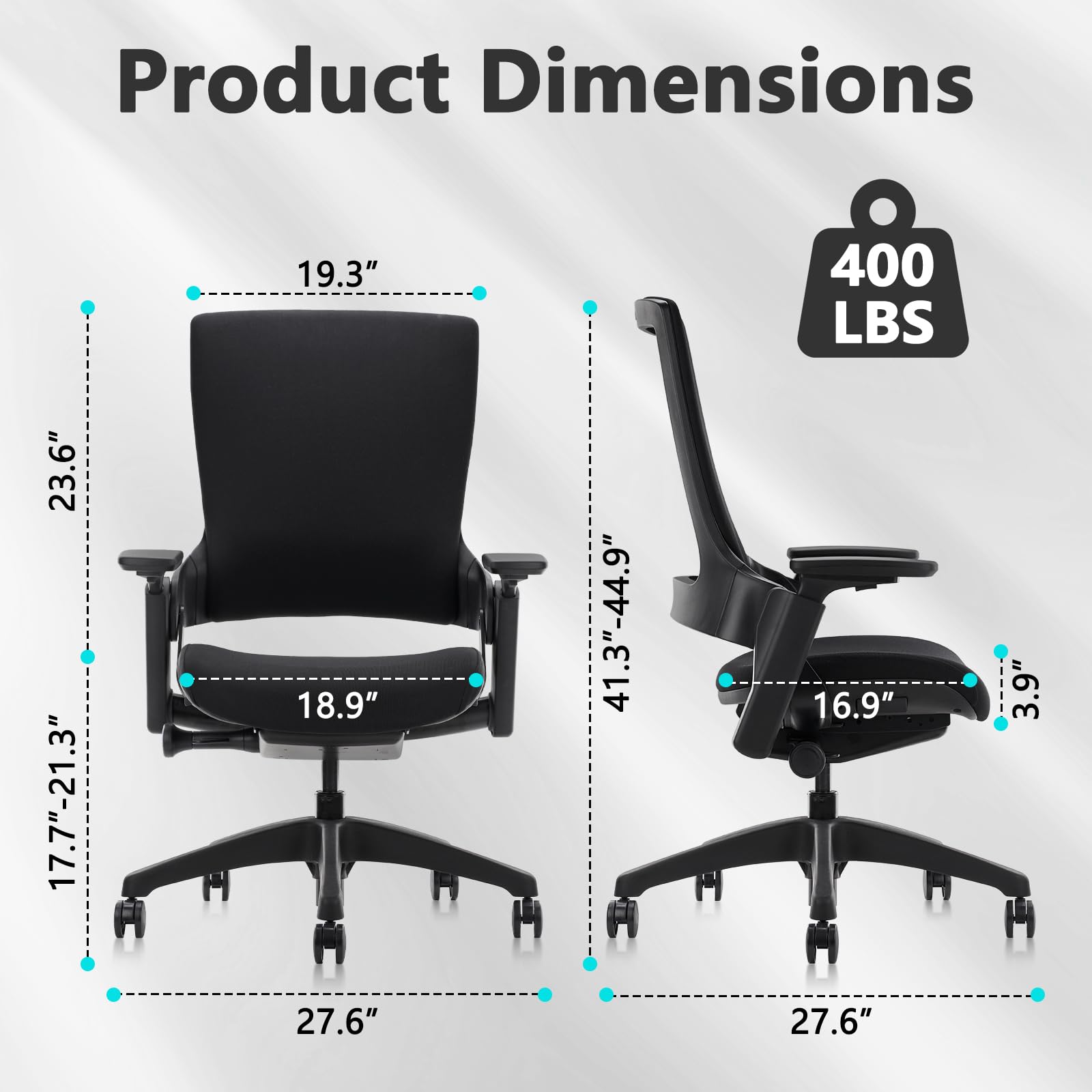 Swivel Executive Computer Chair with 3D Armrest and Lumbar Support, Adjustable Ergonomic Fabric Backrest Task Chair for Home Office Conference Room