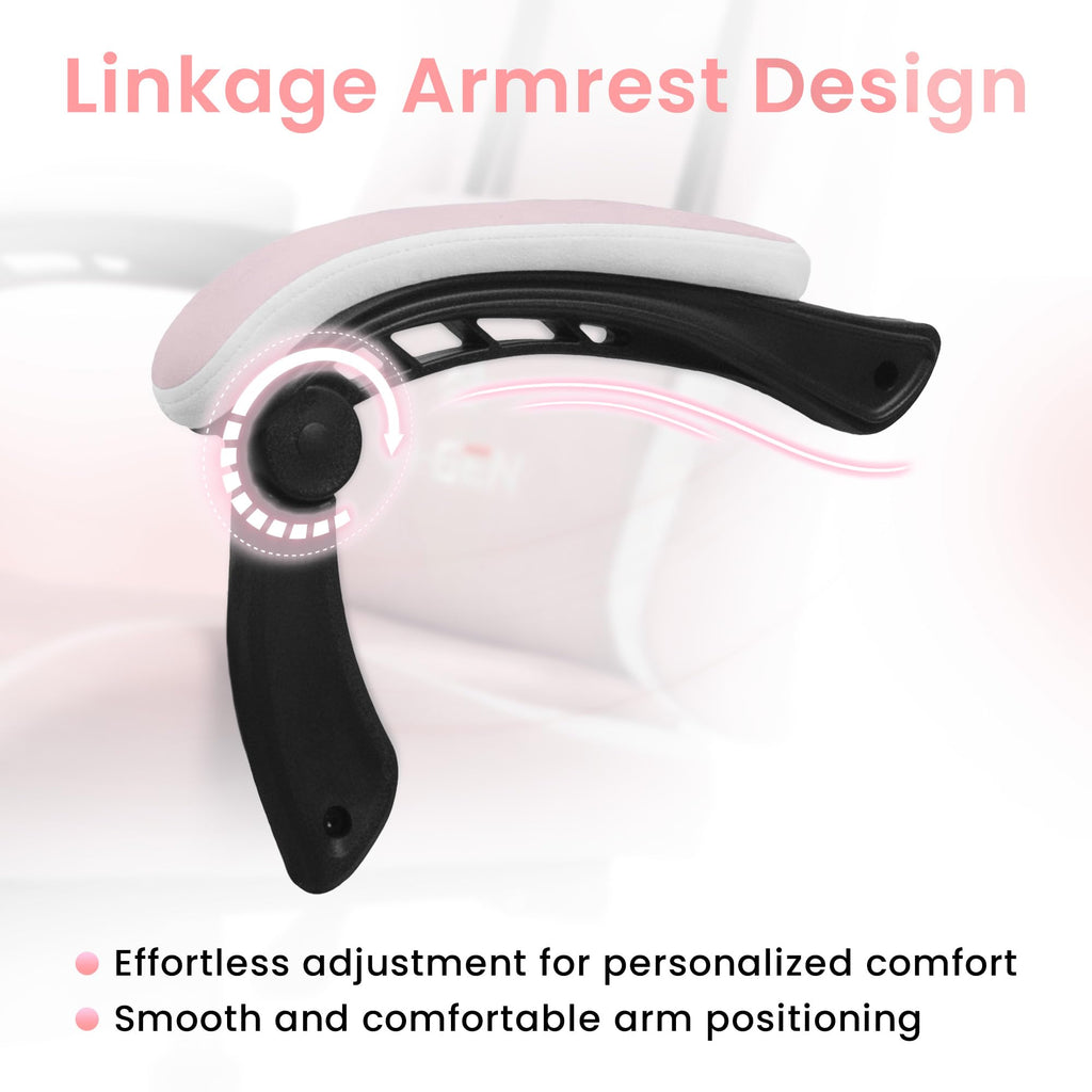 Video Gaming Chair with Footrest Lumbar Support for Home Office High Back Recliner Height Adjustable Ergonomic Comfy Fabric Computer Desk Chair (Pink)