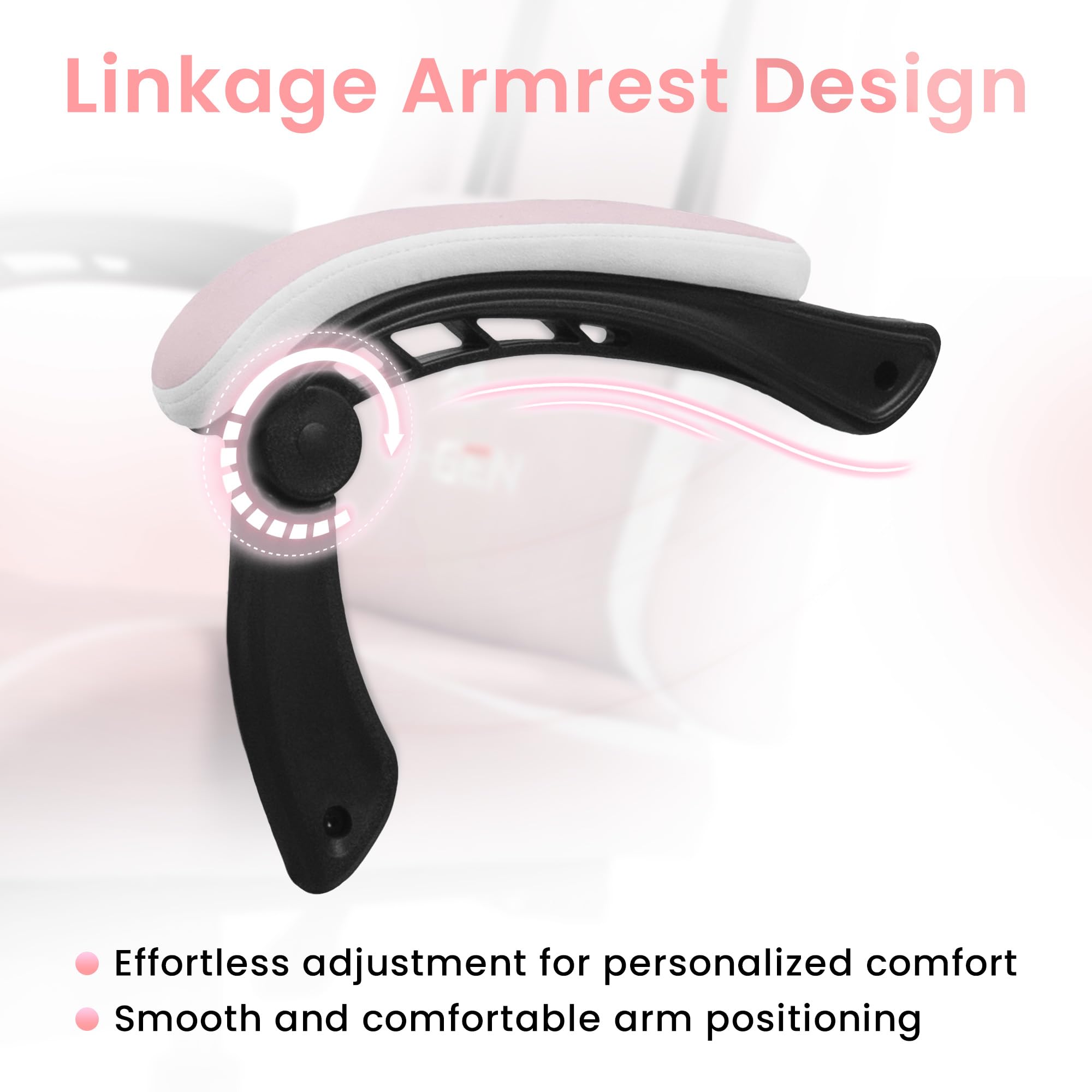 Video Gaming Chair with Footrest Lumbar Support for Home Office High Back Recliner Height Adjustable Ergonomic Comfy Fabric Computer Desk Chair (Pink)