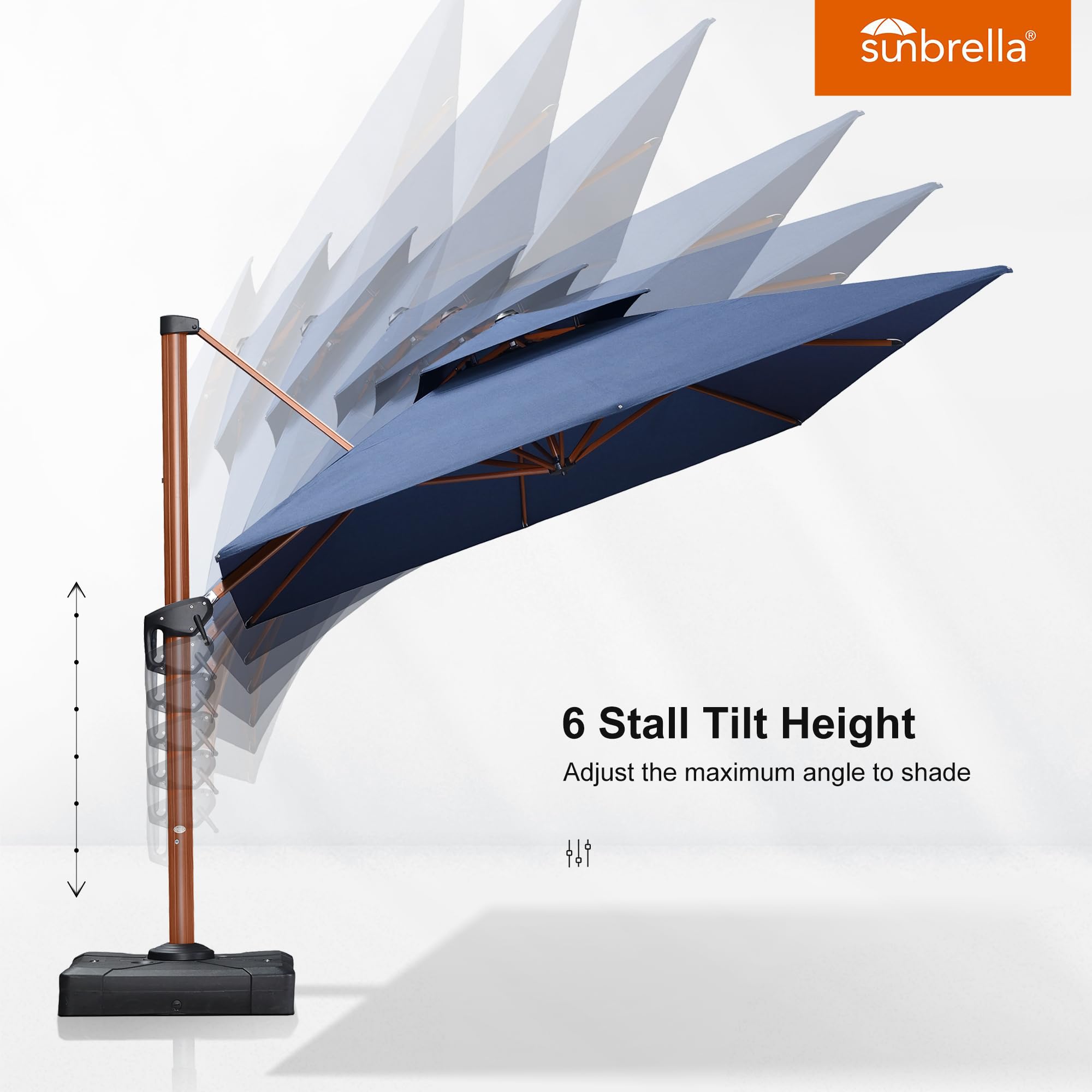 10' X 13' Double Top Deluxe Rectangle Patio Umbrella - Offset Hanging Cantilever Umbrellas in Spectrum Indigo