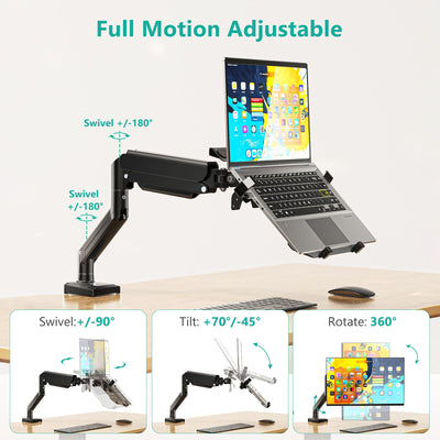 Single Arm Laptop and Monitor Desk Mount for 17