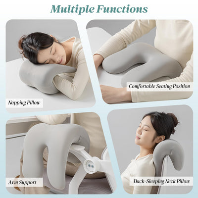 Office Chair Neck Pillow, Memory Foam Ergonomic Nap Pillow Office Chair Headrest Accessory, Neck Support Pillow Ideal for Office and Gaming, Gray