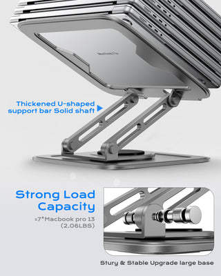 Adjustable Laptop Stand for Desk with 360 Base, Ergonomic Laptop Riser, Mount, Holder Notebook Computer Stand for MacBook Air Pro, HP, Dell, XPS, HP 16
