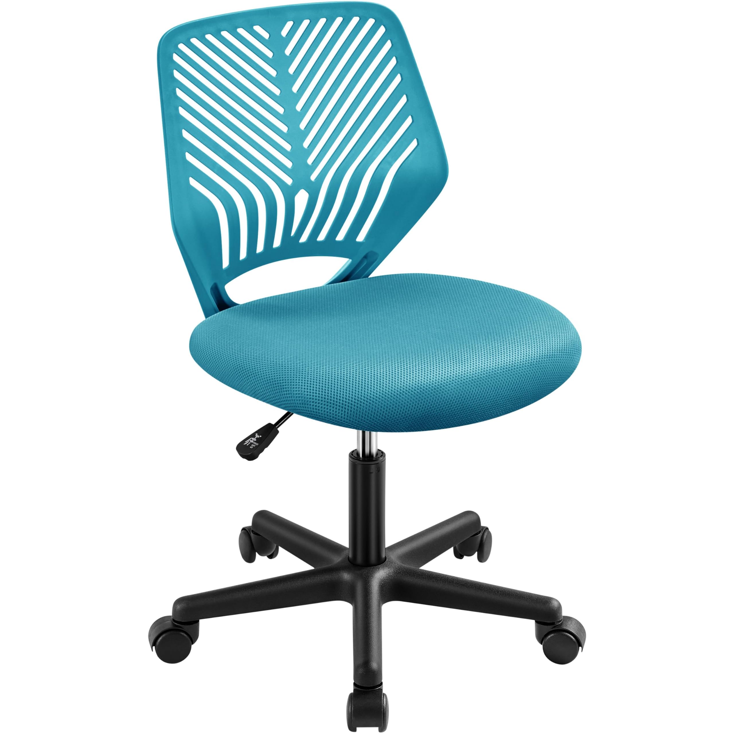 Kids Cute Office Chair Low-Back Armless Study Chair w/Lumbar Support Adjustable Height for Children in Bedroom School, Turquoise