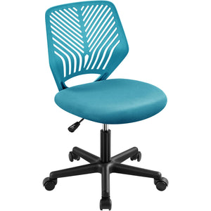 Kids Cute Office Chair Low-Back Armless Study Chair w/Lumbar Support Adjustable Height for Children in Bedroom School, Turquoise