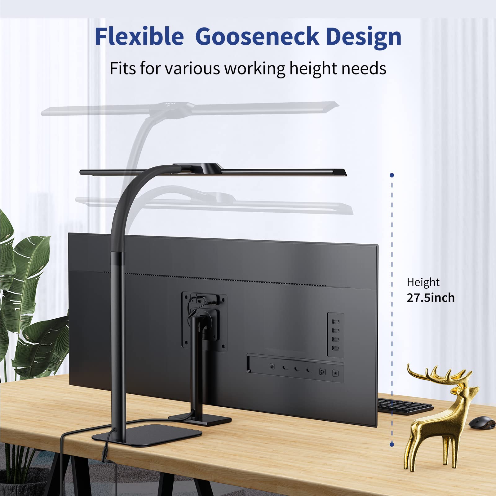 LED Desk Lamp, 24W Architect Desk Lamps with Base 31.5" Wide Home Office Lights 1800LM Extra Bright Table Lighting with Adjustable Lights, 5 Color Modes, Studio Work Lamp for Task, Drafting