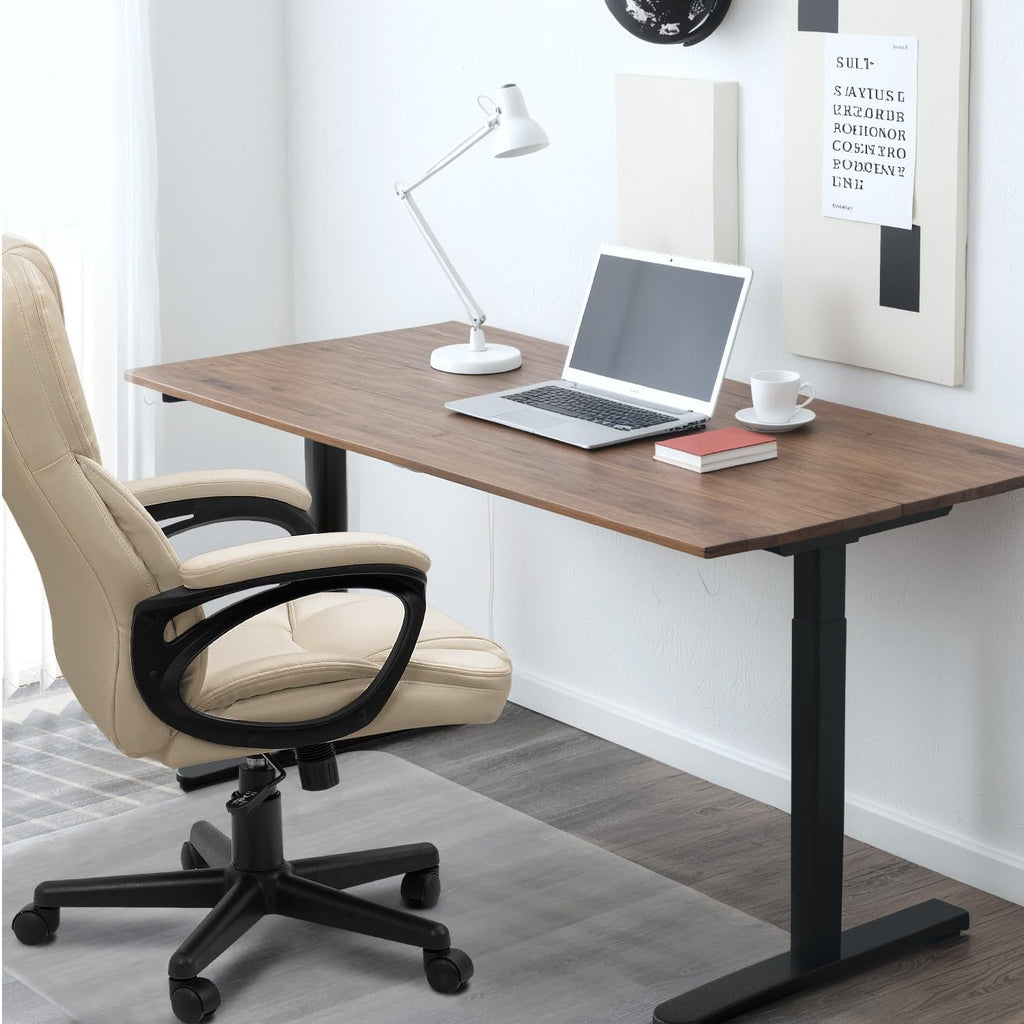Office Executive Chair High Back Adjustable Managerial Home Desk Chair, Swivel Computer PU Leather Chair with Lumbar Support (2, Beige)