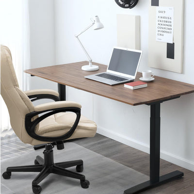 Office Executive Chair High Back Adjustable Managerial Home Desk Chair, Swivel Computer PU Leather Chair with Lumbar Support (2, Beige)