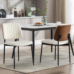 Fabric Dining Chairs Set of 6, Mid Century Modern Dining Chairs with Bentwood Backrest and Upholster Seat,Armless Kitchen Chairs with Metal Legs Adjustable Foot for Dining Room(Grey Bentwood)