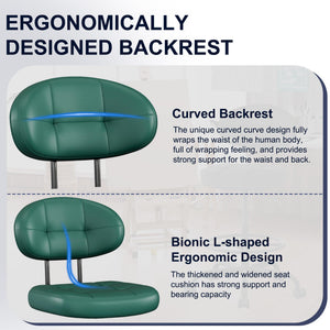 Drafting Chair, Armless Tall Office Chair with Footrest Ring for Standing Desk, Small Faux Leather Executive Computer Chair with Adjustable Height for Bar Lab Counter Height Desk, Green